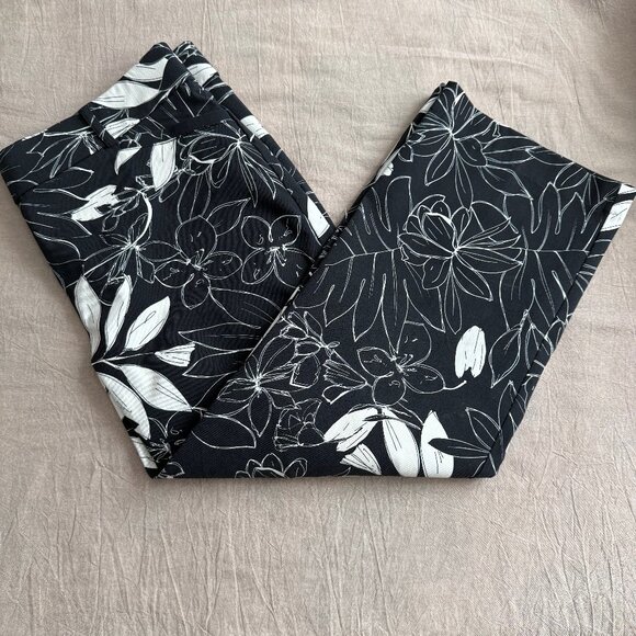 Jules &‎  Leopold Black & White Pull-On Wide Leg Stretch Crop Capri Pant Size M - Picture 1 of 7